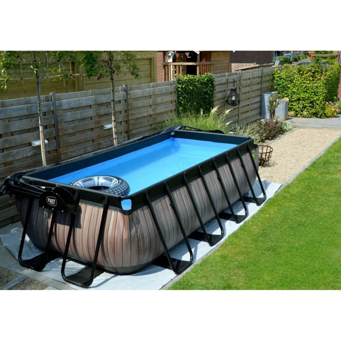 Exit - Piscina Wood efecto madera 400 x 200 x 100 cm con filtro de cartucho
