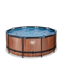 EXIT - Piscina Wood redonda 360 cm con cúpula y bomba de filtro