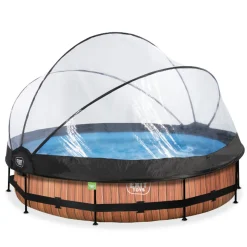 EXIT - Piscina Wood redonda 360 cm con cúpula y bomba de filtro