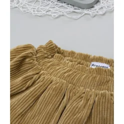 Falda niña en terciopelo marrón con bordados