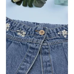 Falda-pantalón denim niña con flores