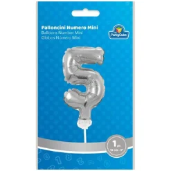 Globo aluminio plateado número 5