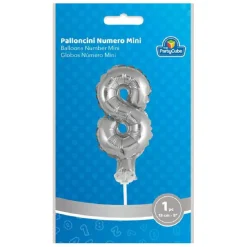 Globo aluminio plateado número 8