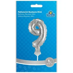 Globo aluminio plateado número 9
