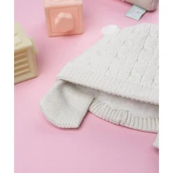 Gorro tricot beige con orejas