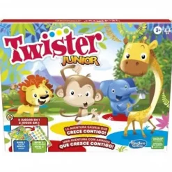 Hasbro - Twister Junior Aventura Animal: tapete doble cara, 2-4 jugadores