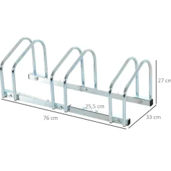 Homcom - Aparcamiento para 3 bicicletas Plata