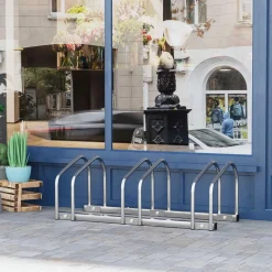 Homcom - Aparcamiento para 3 bicicletas Plata