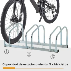 Homcom - Aparcamiento para 3 bicicletas Plata