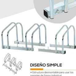Homcom - Aparcamiento para 3 bicicletas Plata