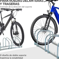 Homcom - Aparcamiento para 3 bicicletas Plata