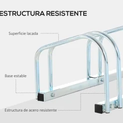 Homcom - Aparcamiento para 5 bicicletas Plata