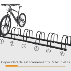 Homcom - Aparcamiento para 6 bicicletas Negro