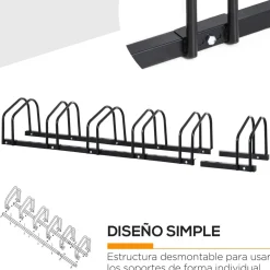 Homcom - Aparcamiento para 6 bicicletas Negro