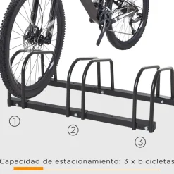 Homcom - Aparcamiento para 3 bicicletas Negro