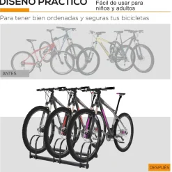 Homcom - Aparcamiento para 3 bicicletas Negro
