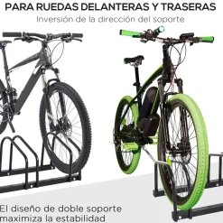Homcom - Aparcamiento para 3 bicicletas Negro