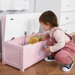 Homcom - Baúl para juguetes Madera Rosa