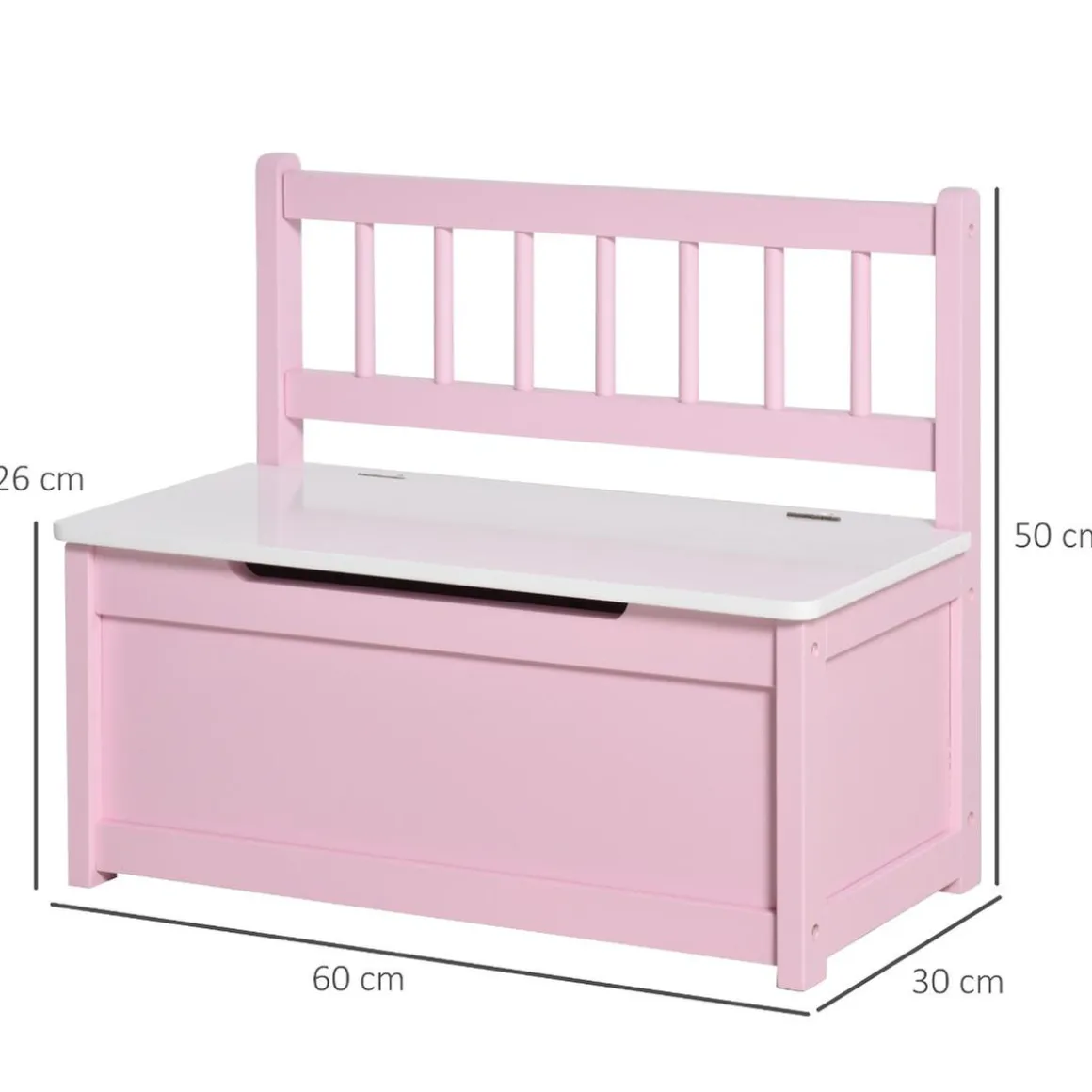 Homcom - Baúl para juguetes Madera Rosa