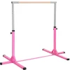 Homcom - Barra de gimnasia con altura ajustable Rosa