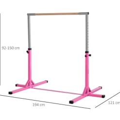 Homcom - Barra de gimnasia con altura ajustable Rosa