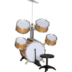 Homcom - Batería infantil 6 piezas con taburete Dorado