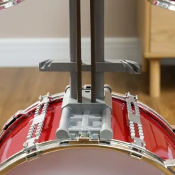 Homcom - Batería infantil 6 piezas con taburete Rojo