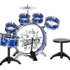 Homcom - Batería infantil 7 piezas con taburete Azul