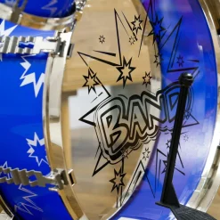 Homcom - Batería infantil 7 piezas con taburete Azul