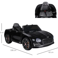 Homcom - Bentley GT Negro Batería con control remoto