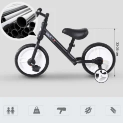 Homcom - Bicicleta de Equilibrio con Pedales Negra HomCom