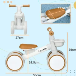 Homcom - Bicicleta sin pedales Blanco