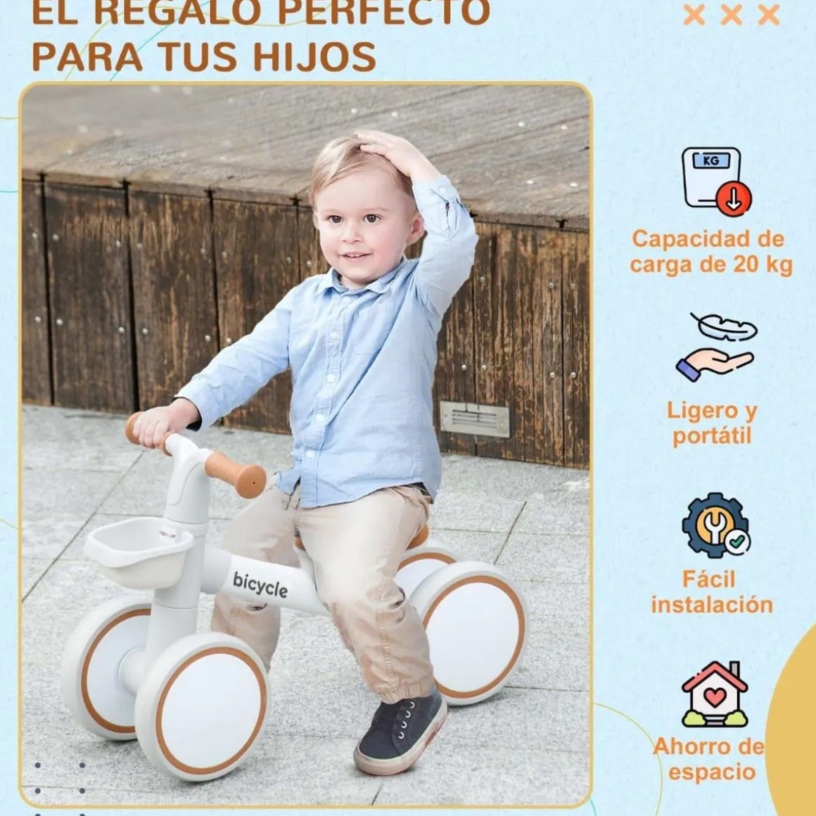 Homcom - Bicicleta sin pedales Blanco