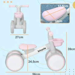 Homcom - Bicicleta sin pedales Rosa