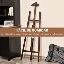 Homcom - Caballete de madera con trípode Marrón