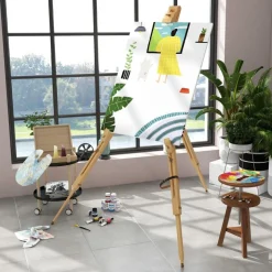 Homcom - Caballete de pintura plegable de madera