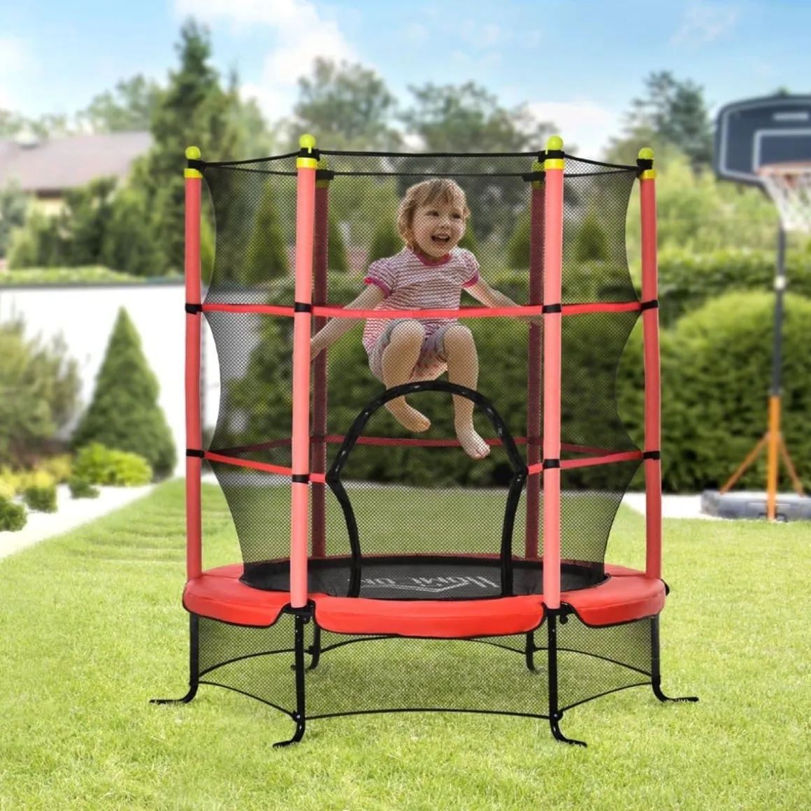 Homcom - Cama elástica Ø110 cm Rojo