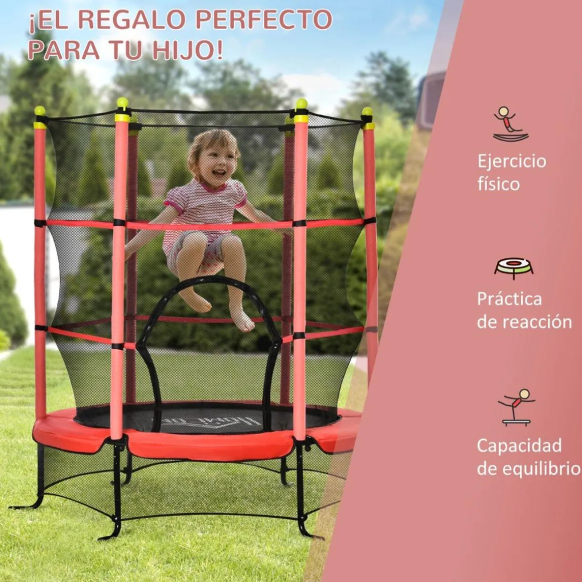 Homcom - Cama elástica Ø110 cm Rojo