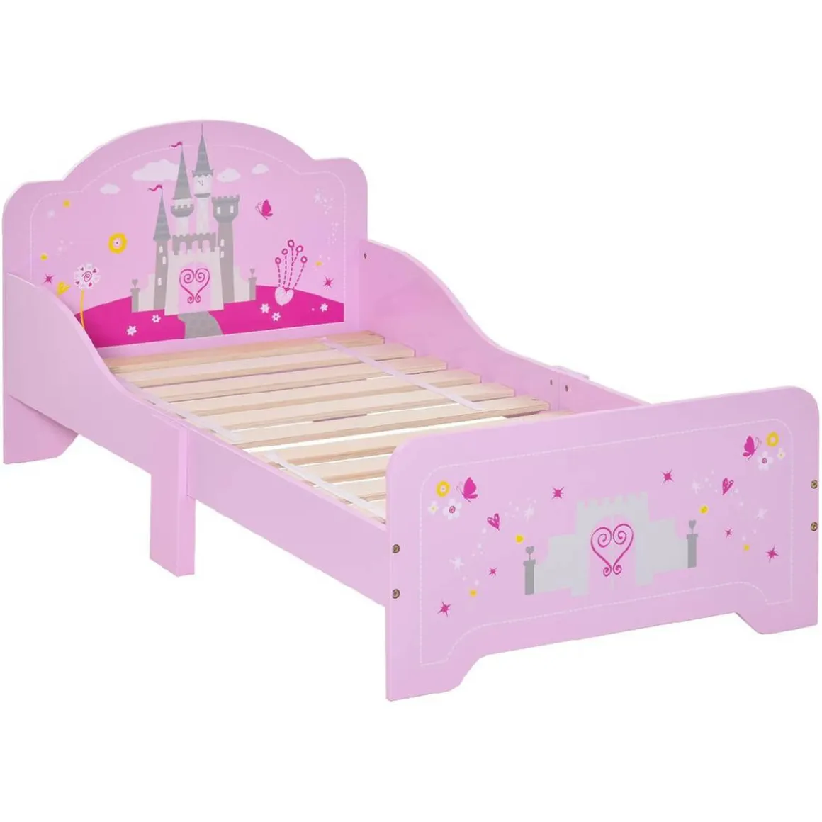 Homcom - Cama infantil 3-6 años color rosa