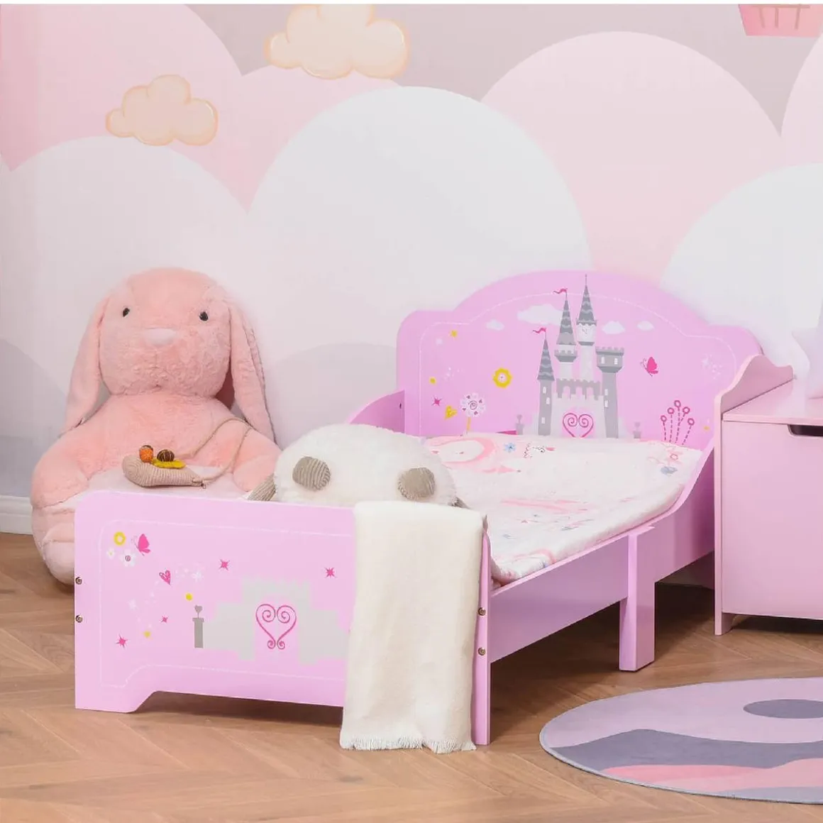 Homcom - Cama infantil 3-6 años color rosa