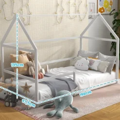 Homcom - Cama infantil en forma de casa Blanco