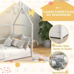 Homcom - Cama infantil en forma de casa Blanco