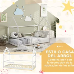 Homcom - Cama infantil en forma de casa Blanco