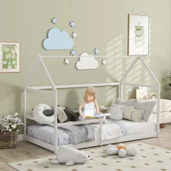 Homcom - Cama infantil en forma de casa Blanco
