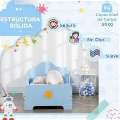 Homcom - Cama infantil espacio Azul