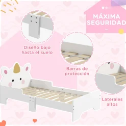 Homcom - Cama infantil Unicornio Blanco
