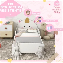Homcom - Cama infantil Unicornio Blanco