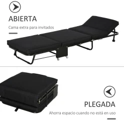 Homcom - Cama plegable con cabecera ajustable Negro