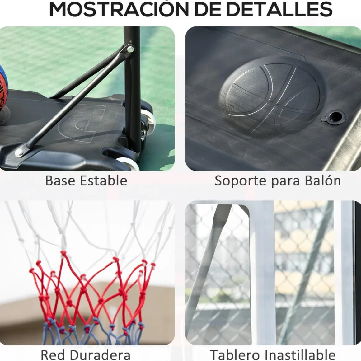Homcom - Canasta completa baloncesto con base 260 cm