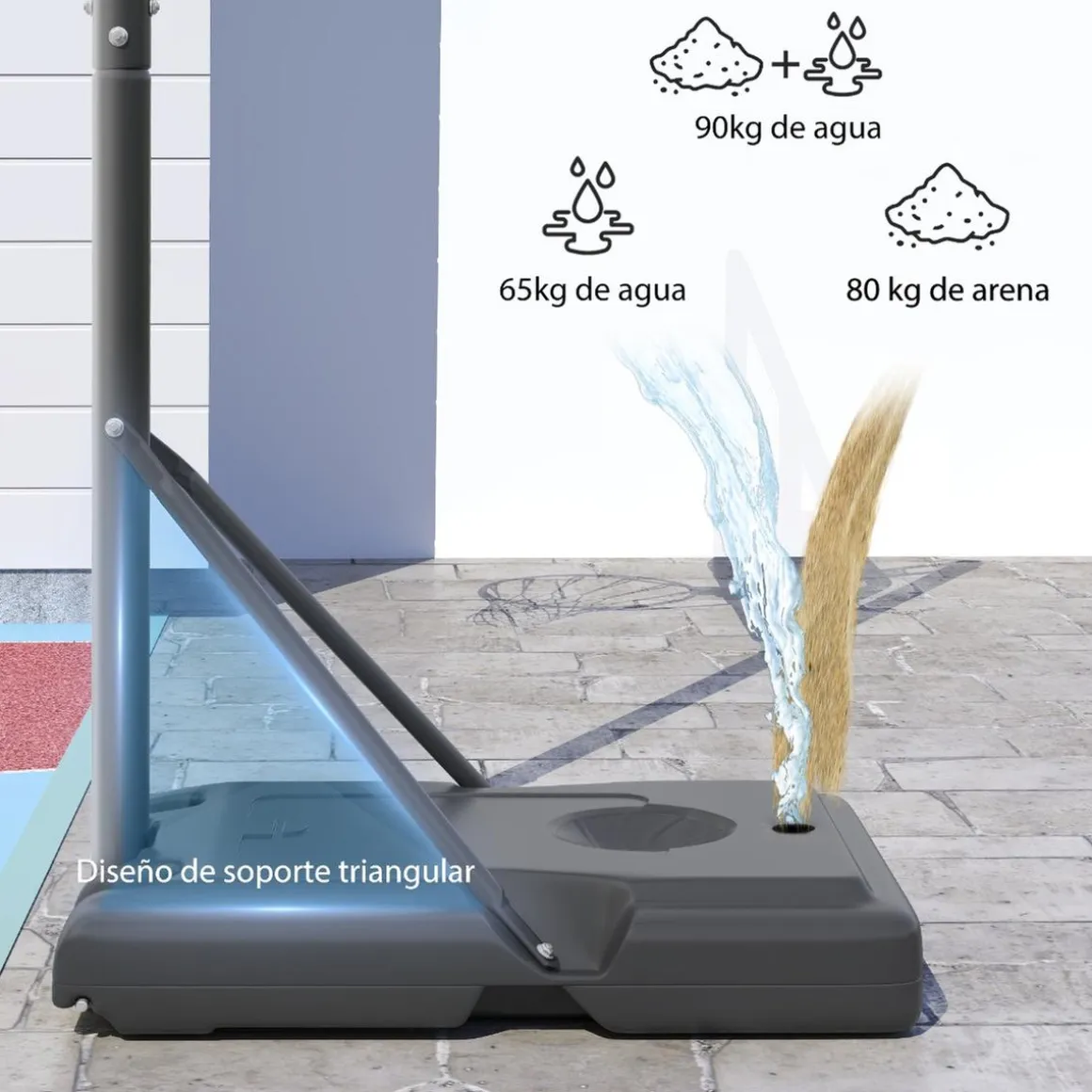 Homcom - Canasta completa baloncesto con base 365 cm